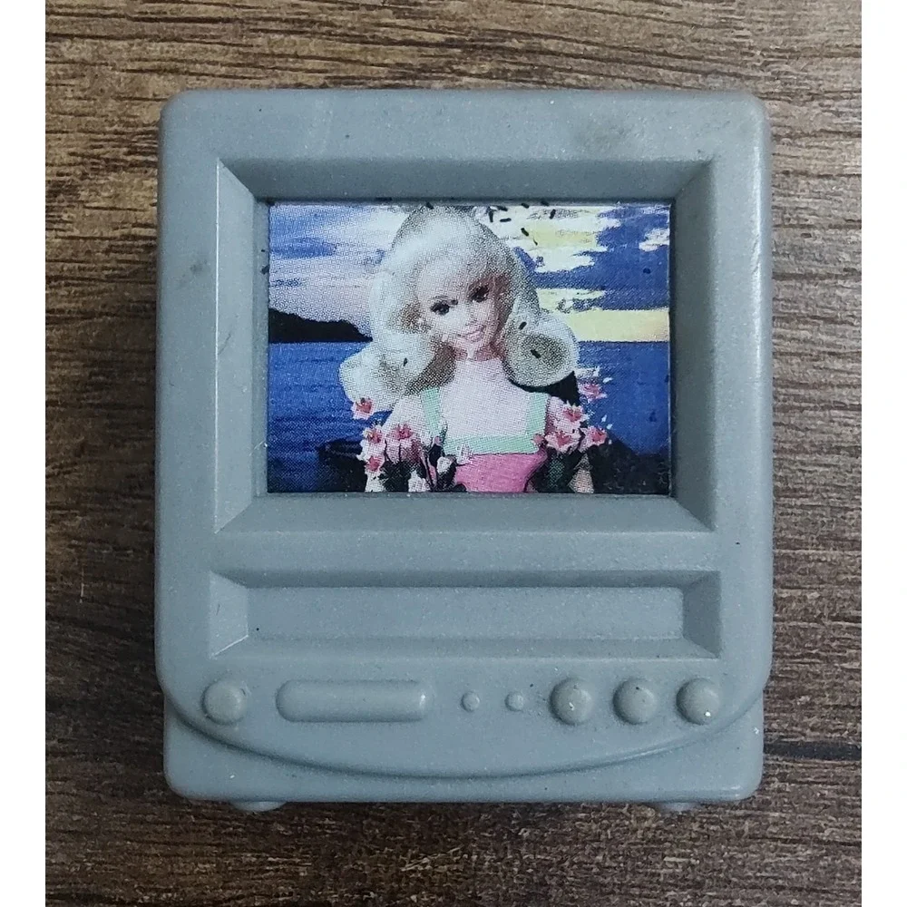 Vintage Mattel Barbie Silver Gray Television TV DVD Electronics  A14